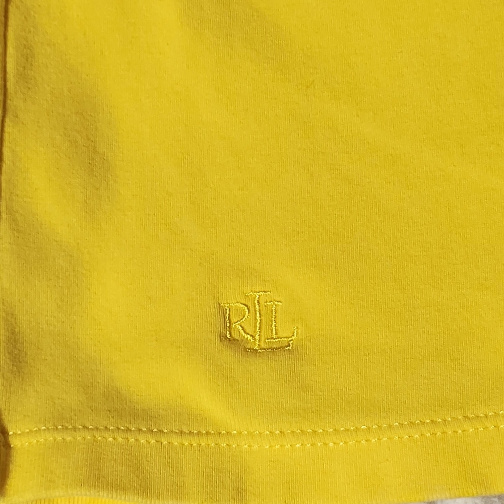 Lauren Ralph Lauren Womens Sz PL Yellow Shirt Embroidered Logo Short Sleeve Tee - Picture 5 of 7